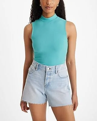 top Express Women's Essential Fitted Ribbed Mock Neck Sleeveless Tank Top Express $9.97