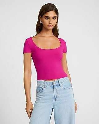 top Express Women's Fitted Ribbed Square Neck Baby T-Shirt Express $11.2