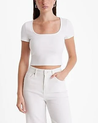 top Express Women's Fitted Ribbed Square Neck Baby T-Shirt Express $8.4