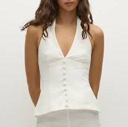 top Faithfull Marie Linen Halter Top Faithfull US $102