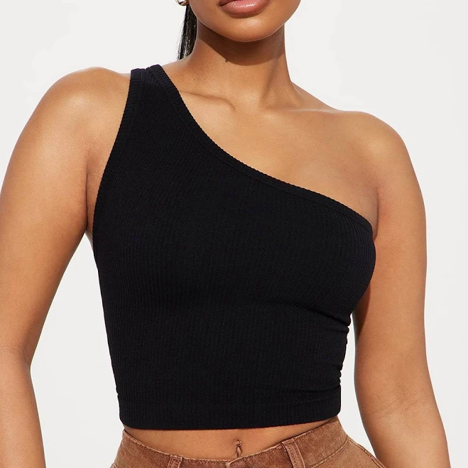 asymmetric neck top Fashion Nova Amelia One Shoulder Seamless Tank Top Fashion Nova $7.99