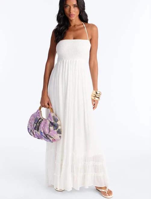 dress Fashion Nova Eden Backless Halter Linen Maxi Dress Fashion Nova $27.99