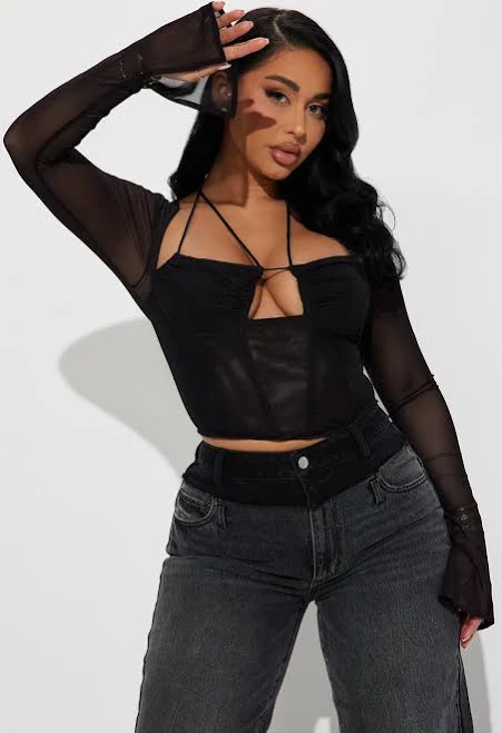 top Fashion Nova Long Sleeve Mesh Sweetheart Corset Fashion Nova $13.75