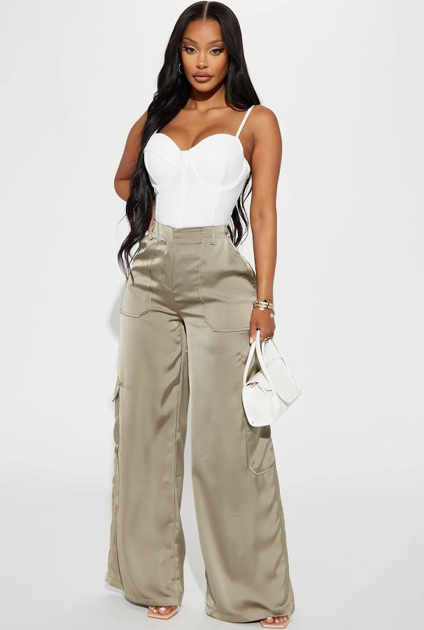 cargo pants Fashion Nova Pretty Girl Satin Cargo Pants Fashion Nova $18.99