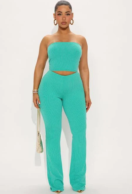 tube top Fashion Nova Reya Ribbed Cropped Tube Top Flare Pant Set Fashion Nova $20.99