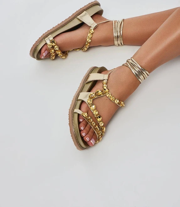 shoes Fashion Nova Santana Embellished Sandals Fashion Nova $21