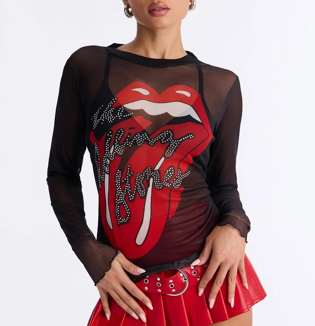 top Fashion Nova Sheer Mesh Graphic T-Shirt Fashion Nova $11.98