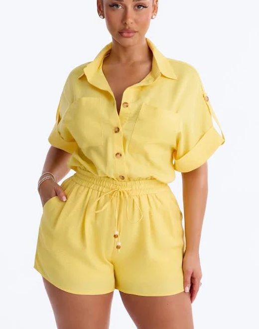romper Fashion Nova Women's Lilah Collar Short Sleeve Romper Fashion Nova $31.99