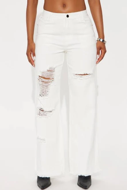 bottom Fashion Nova Women's Pure Delight Ripped Straight Leg Jeans Fashion Nova $9.98