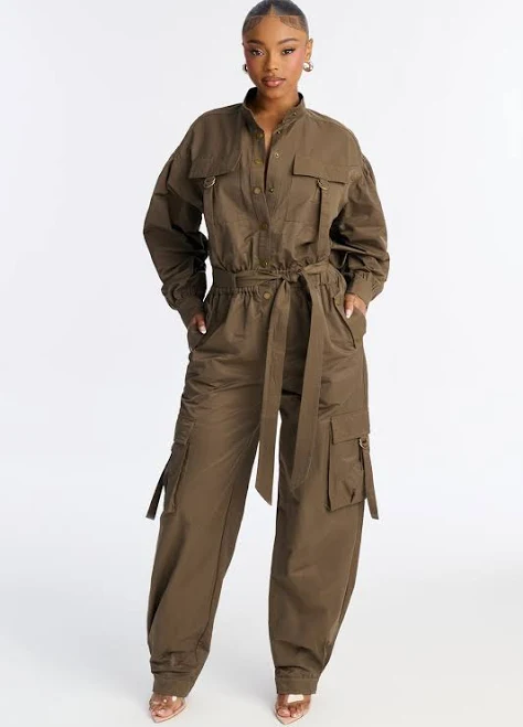 jumpsuit Fashion Nova Women's Urban Ranger Tie Waist Cargo Jumpsuit Fashion Nova $27.98
