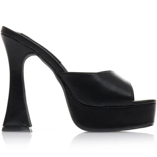 shoes Faux Leather Open Square Toe Platform Block Heeled Mule Sandals Floralkini $53.99