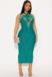 dress Feel The Vibes Bandage Mini Dress - Teal Fashion Nova $23.98