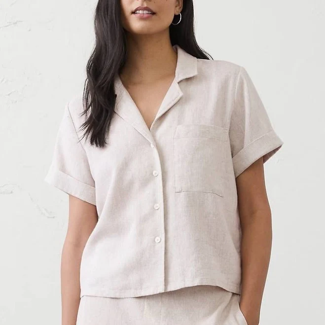 top Flax Women's Linen-Blend Shirt Banana Republic Factory $35