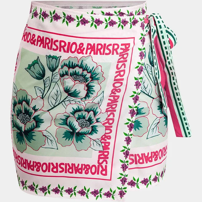 mini skirt Floral Print Wrap Knot Mini Skirt Micas $25