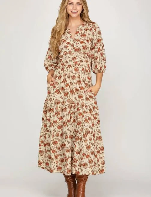 dress Floral Printed Maxi Dress Rachelle Danielle Rose Gifts & Decor $54.99