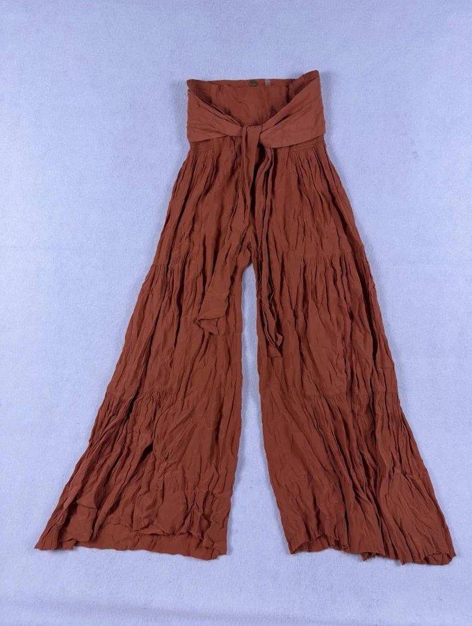 jumpsuit Free People All In Tie Strapless Jumpsuit Wide Leg Smocked Summer Rust eBay - chesels_boutique $49.99