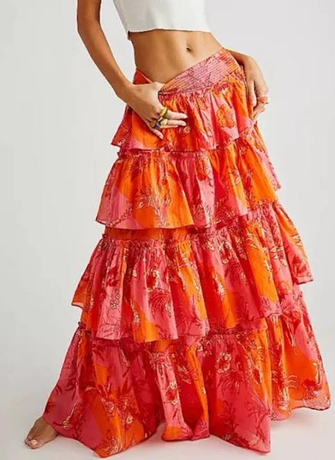 skirt Free People Sawyer Ruffle Maxi Skirt eBay - cemscloset $110.96