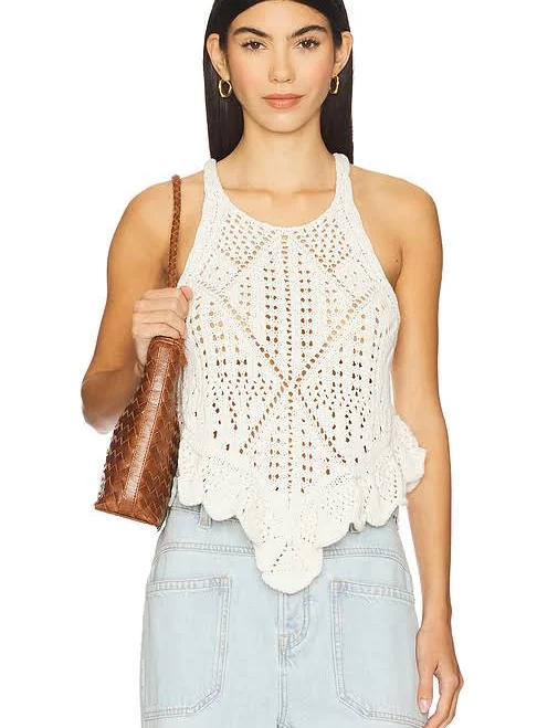 crop top Free People Sea Song Tank in Cream REVOLVE $49