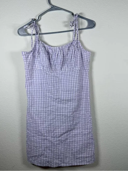 dress Full Tilt Dresses | Full Tilt Lavender Gingham Mini Dress Tie Strap Cottagecore Cotton Medium | Color: Purple/White | Size: M | Ciarafranquelli's Poshmark $20