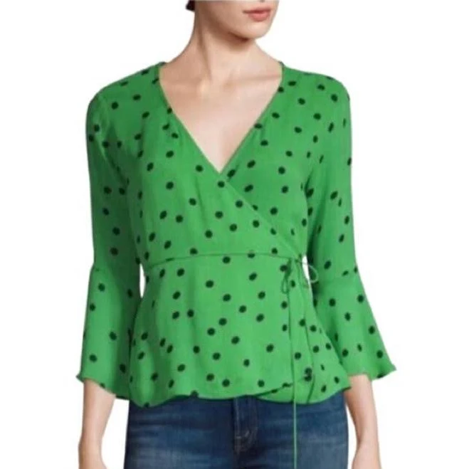 blouse Ganni Wrap Green Polka Dot Blouse eBay $83
