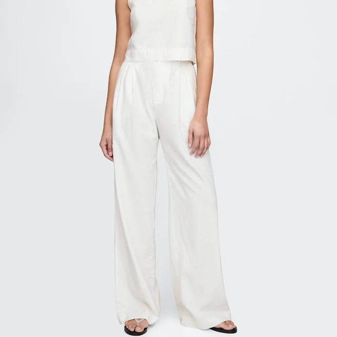 bottom Gap Women's 365 High Rise Linen-Blend Trousers Gap $44
