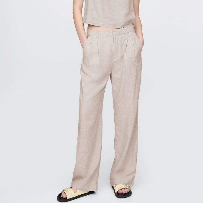 matching set Gap Women's 365 High Rise Linen-Blend Trousers Gap $49