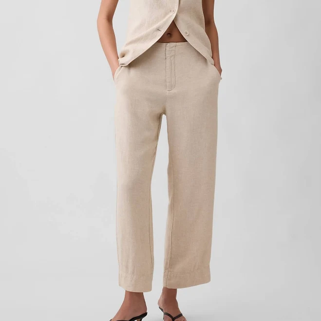trousers Gap Women's High-Rise Linen-Blend Crop Pants Gap Factory $27.99