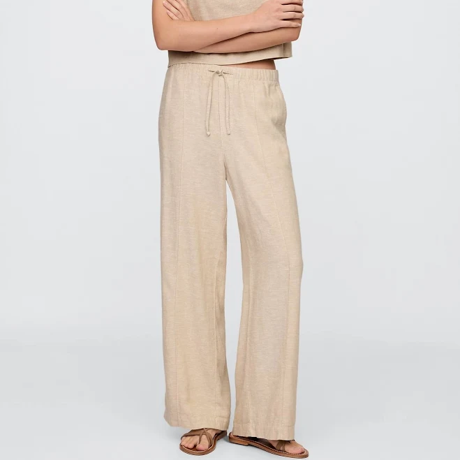 bottoms Gap Women's Mid Rise Linen-Blend Wide-Leg Pants Gap Factory $28.99