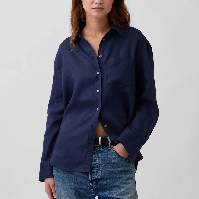 top Gap Women's Oversized Linen Shirt Gap $79.95