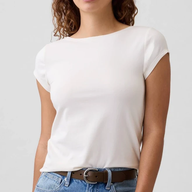 top Gap Women's Stretch Jersey Boatneck T-Shirt Gap Factory $11.99