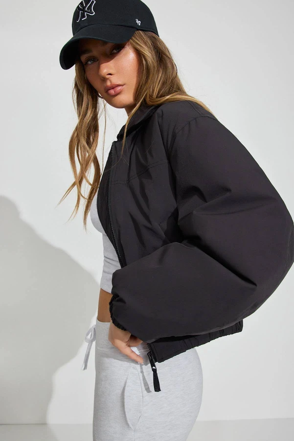 outerwear Garage Women's Cropped Nylon Bomber Jacket Garage $70