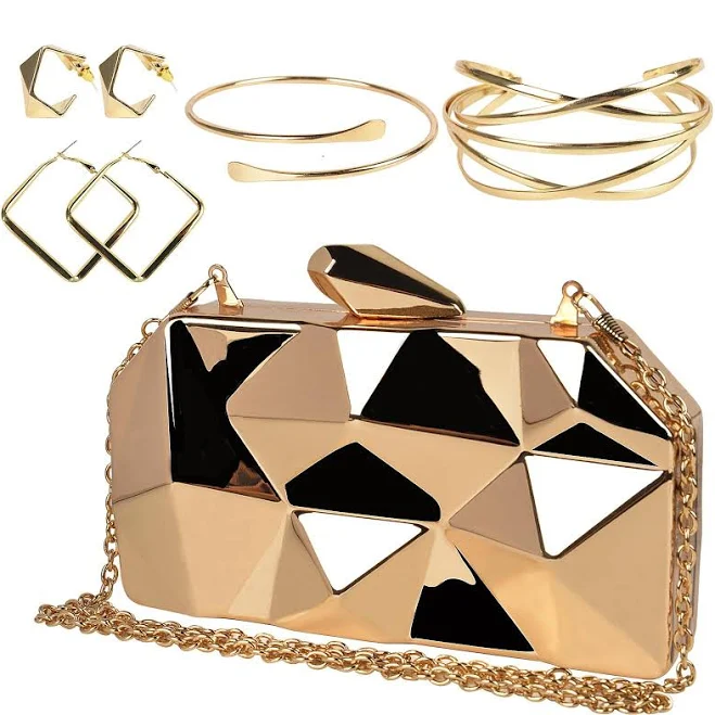bag Geometric Lattice Gold Clutch Purse eBay - usamarkethub $50.62