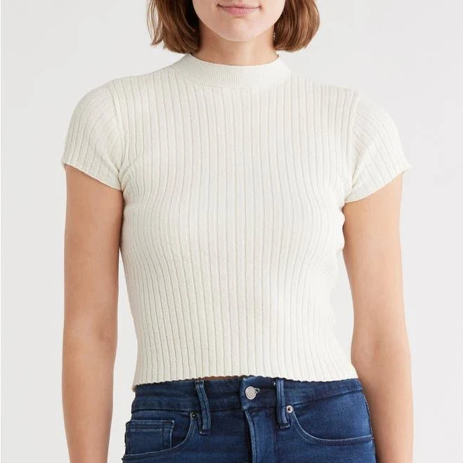 top Good American Women's Terry Rib Mock Neck Top Nordstrom Rack $34.97