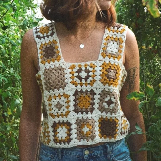 crop top Granny Square Crochet Patchwork Crop Top Etsy - Seller $176.95