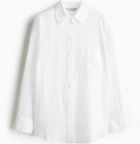 button down shirt H&M Ladies Oversized Linen Shirt H&M $47.99