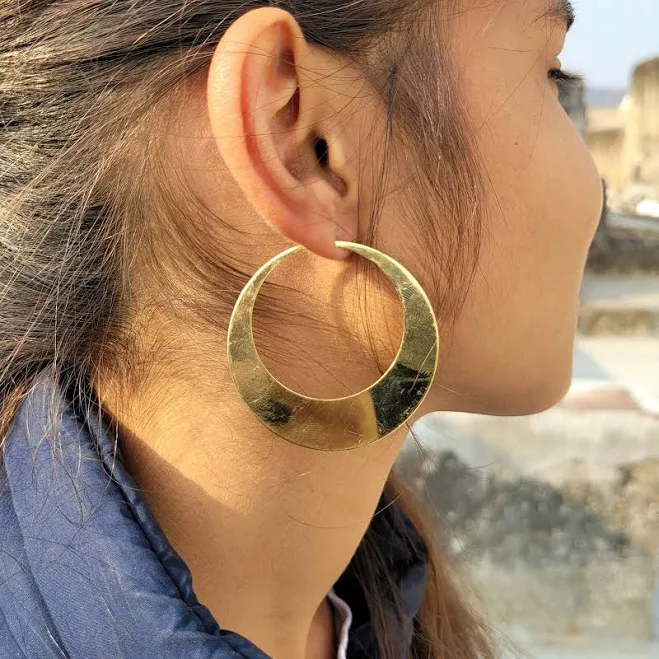 accessory Hammered Brass Hoop Earrings Etsy - Seller $20