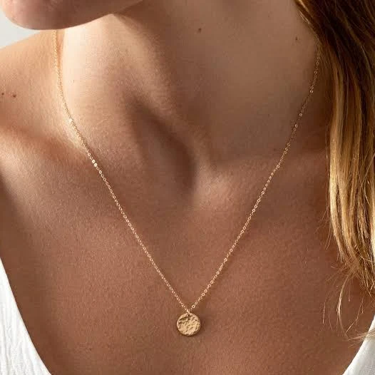 accessory Hammered Gold Filled Disc Necklace Etsy - Alleu $55.5