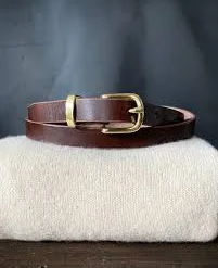 accessory Handmade Italian Leather Belt: Slim Chocolate Brown Belt with Gold Buckle Etsy $66.38