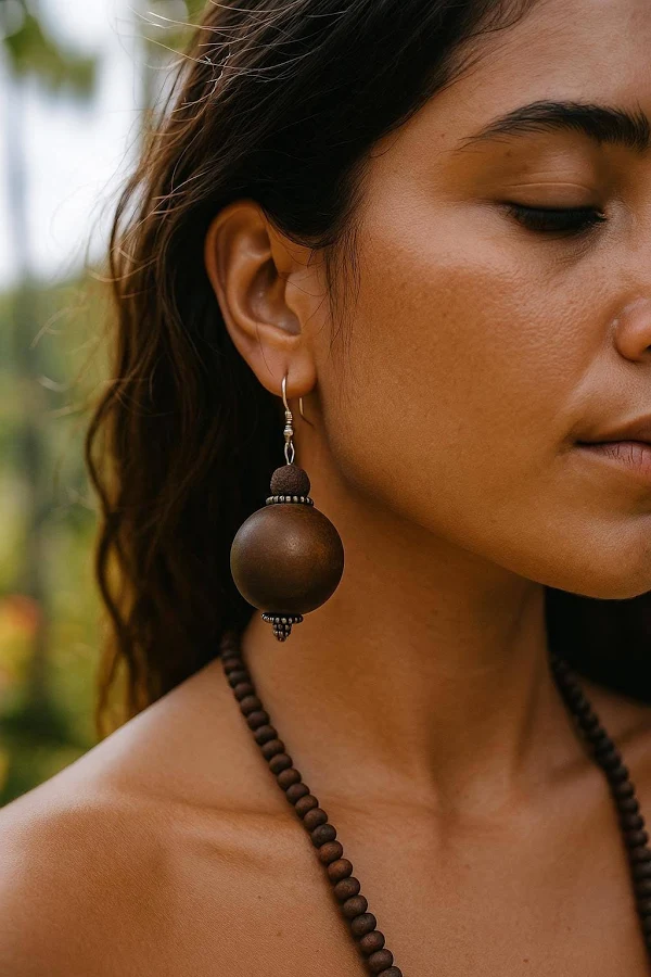 accessory Handmade Minimalist Wooden Bead Dangle Earrings Etsy - Seller $16