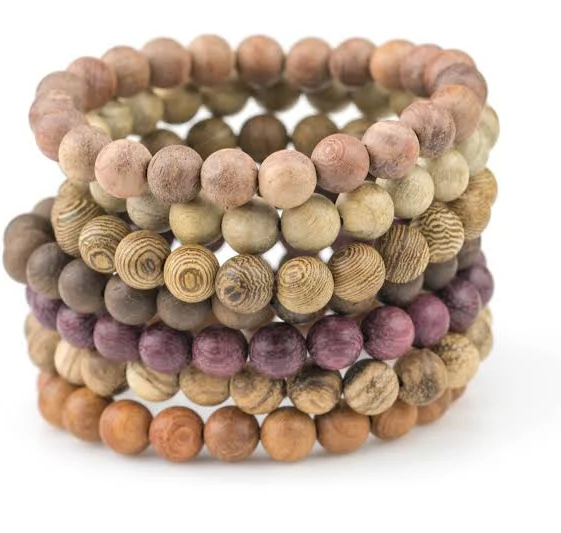 accessory Handmade Wood Bracelet with Strong Cloth Elastics Etsy - Beadboat1 $2.73