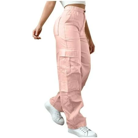 pants High Waisted Cargo Pants for Women Stretch Cotton Twill Sweatpants Multi-Pockets Wide Leg Parachute Trousers Walmart - Jewelreauty Clothes $14.32
