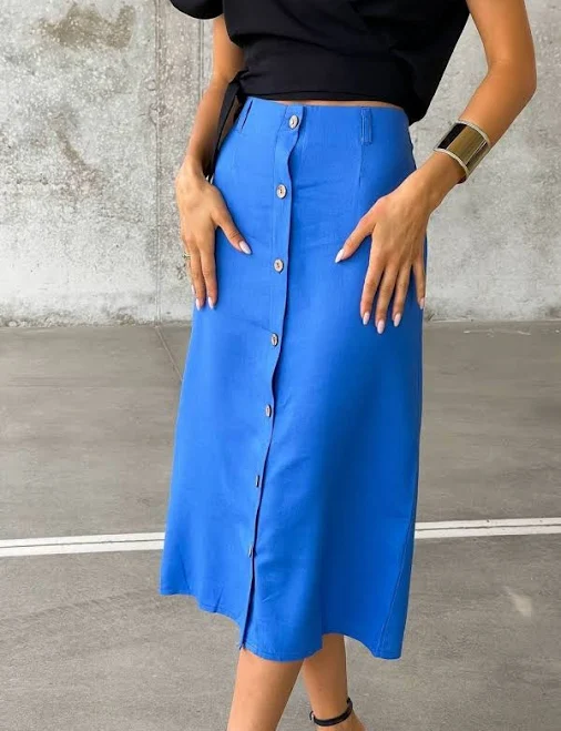 skirt High-Waisted Linen Midi Skirt Etsy - Seller $70