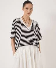 t-shirt Hush Women's Reece Stripe V-Neck Drapey T-Shirt Hush $46