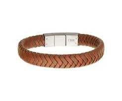 accessory Inox Tan Braided Genuine Leather Bracelet - 8"-8.5" Angel Haven $66
