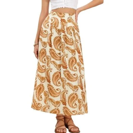 skirt Inspire Chic High Waist Boho Paisley Midi Skirt Walmart - Tasharina Corp $22.99