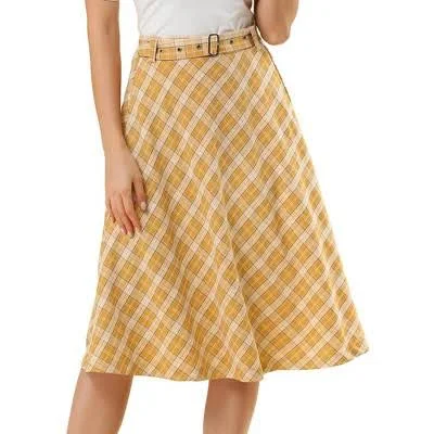 skirt Inspire Chic Women's High Waist Belted Tartan Plaid Midi Skirt Target $36.99