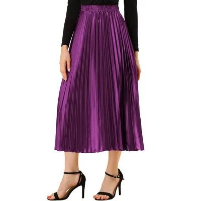 skirt Inspire Chic Women's Metallic Shiny Accordion Pleated Midi Skirt Target $36.99