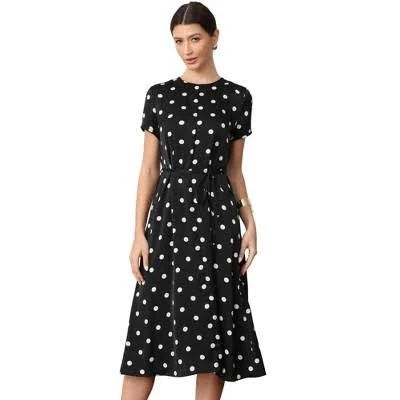 dress Inspire Chic Women's Polka Dot Belted A-Line Midi Dress Target $35.99