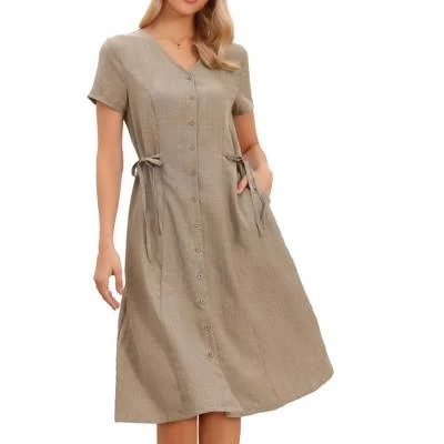 dress Inspire Chic Women's V-Neck Short Sleeve Drawstring Waist Midi Dress Target $34.19