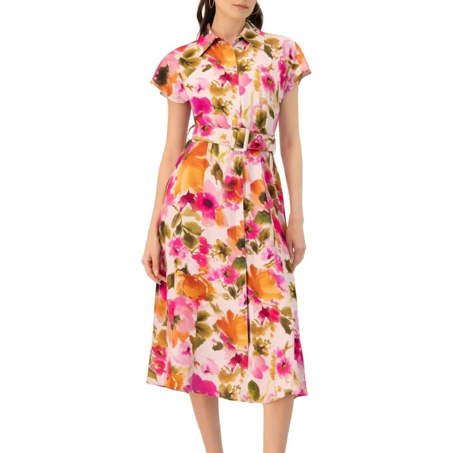 dress IVONNE Women's Midi Belted Floral Print Dress Macy's $229